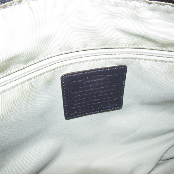 Coach Navy Blue Gathered Leather Satchel Tote - Picture 7 of 8